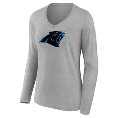 Carolina Panthers  Women's Primary Team Logo Long Sleeve V-Neck T-Shirt