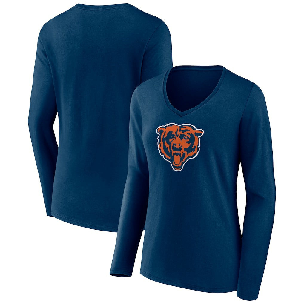 Chicago Bears  Women's Primary Team Logo Long Sleeve V-Neck T-Shirt