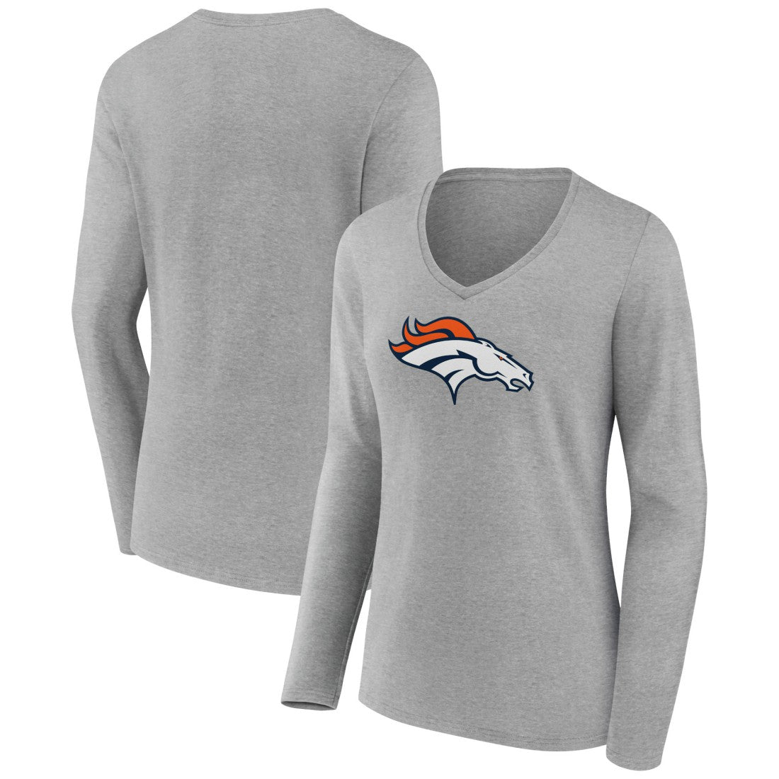 Denver Broncos  Women's Primary Team Logo Long Sleeve V-Neck T-Shirt