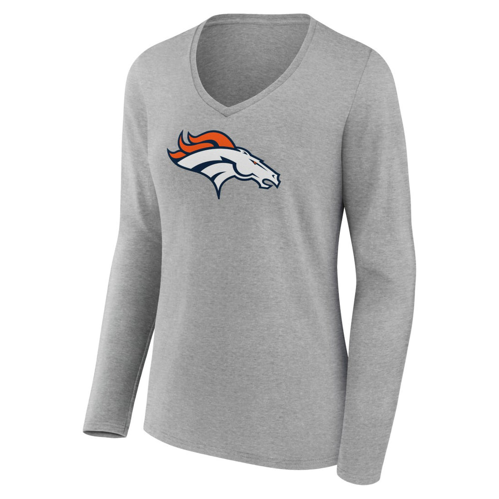 Denver Broncos  Women's Primary Team Logo Long Sleeve V-Neck T-Shirt