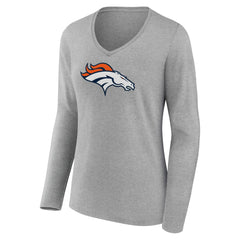 Denver Broncos  Women's Primary Team Logo Long Sleeve V-Neck T-Shirt
