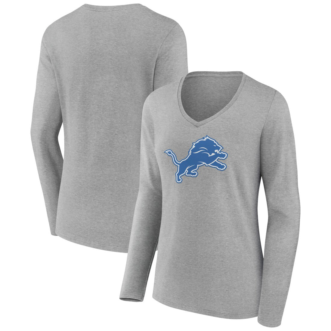 Detroit Lions  Women's Primary Team Logo Long Sleeve V-Neck T-Shirt