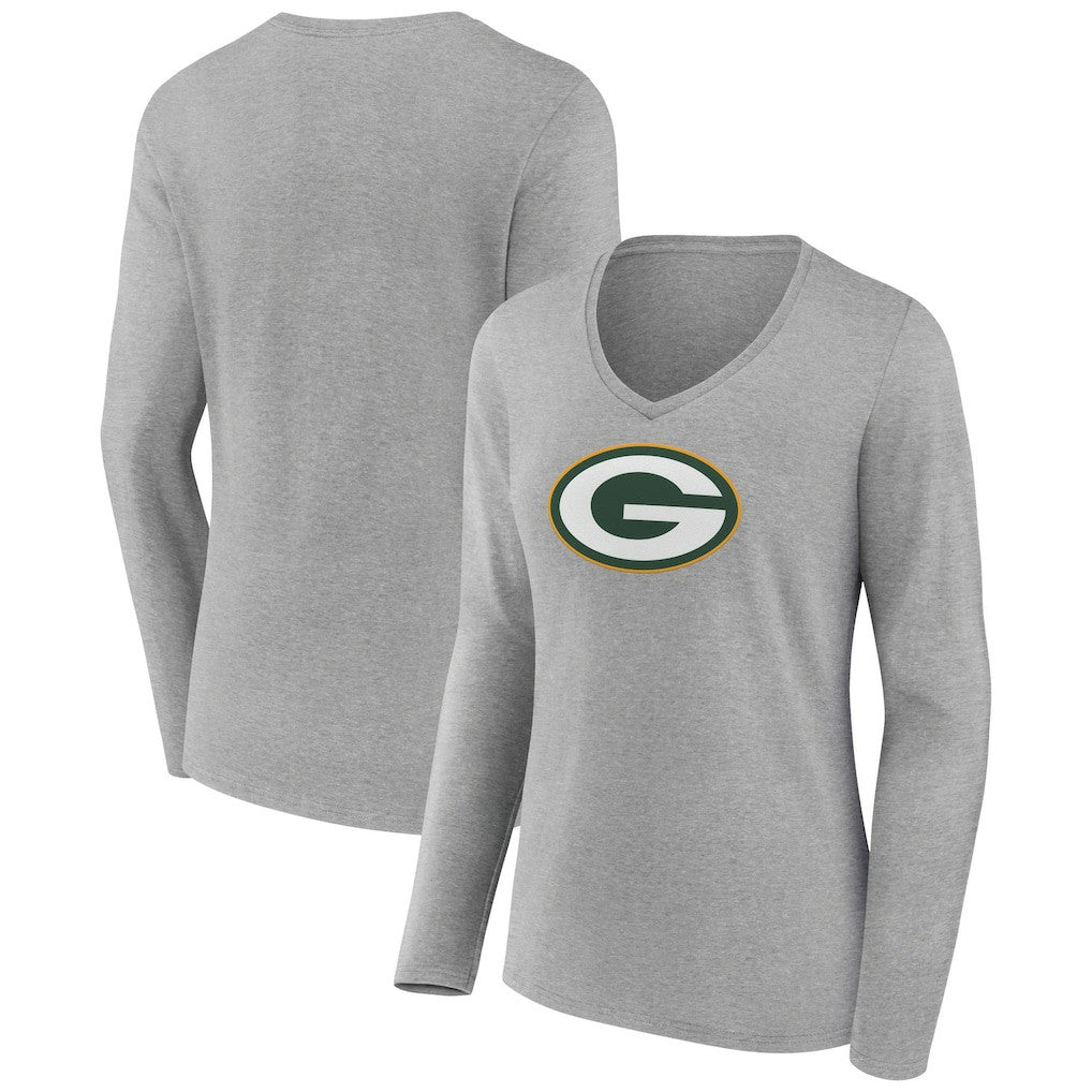 Green Bay Packers  Women's Primary Team Logo Long Sleeve V-Neck T-Shirt