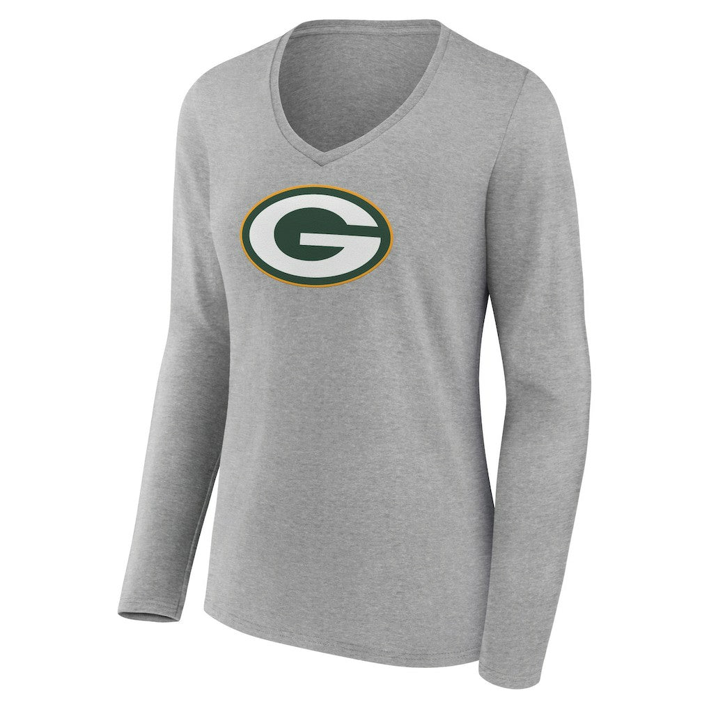 Green Bay Packers  Women's Primary Team Logo Long Sleeve V-Neck T-Shirt