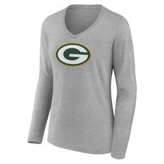 Green Bay Packers  Women's Primary Team Logo Long Sleeve V-Neck T-Shirt