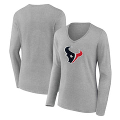 Houston Texans  Women's Primary Team Logo Long Sleeve V-Neck T-Shirt