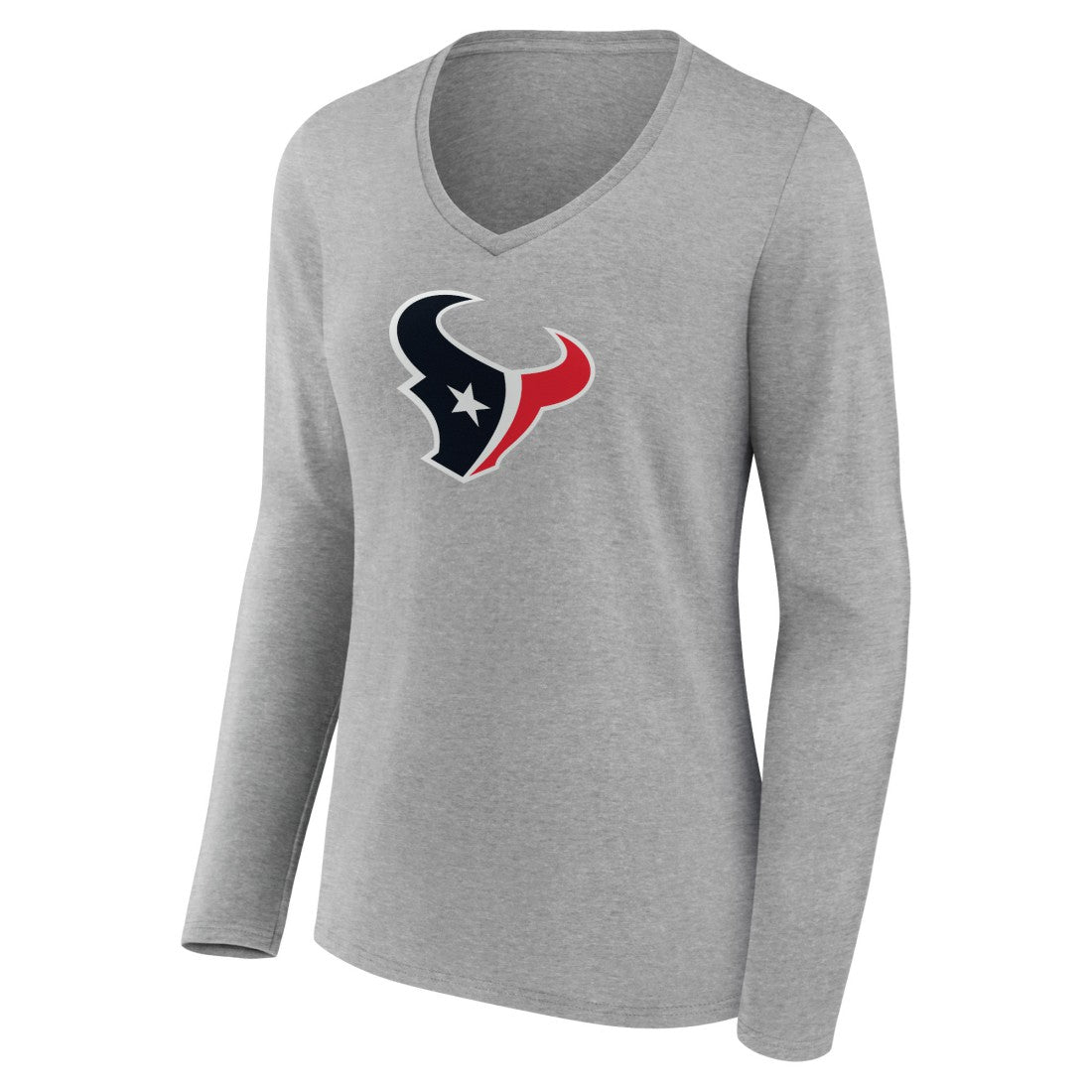 Houston Texans  Women's Primary Team Logo Long Sleeve V-Neck T-Shirt