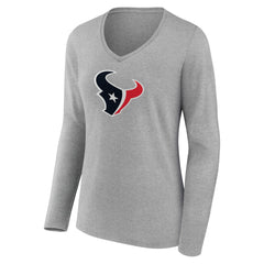 Houston Texans  Women's Primary Team Logo Long Sleeve V-Neck T-Shirt