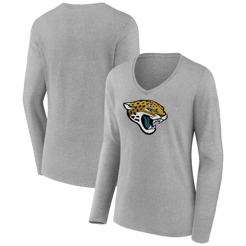 Jacksonville Jaguars  Women's Primary Team Logo Long Sleeve V-Neck T-Shirt