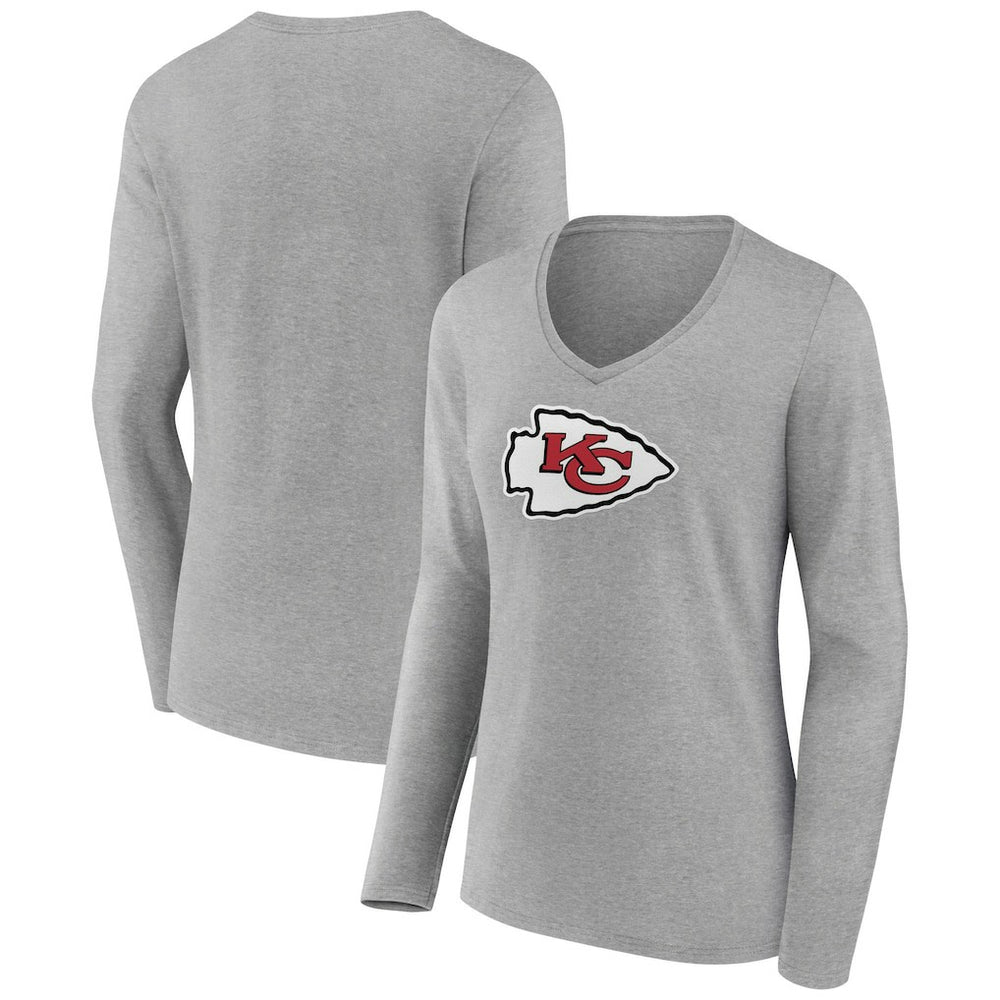 Kansas City Chiefs  Women's Primary Team Logo Long Sleeve V-Neck T-Shirt