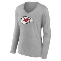 Kansas City Chiefs  Women's Primary Team Logo Long Sleeve V-Neck T-Shirt