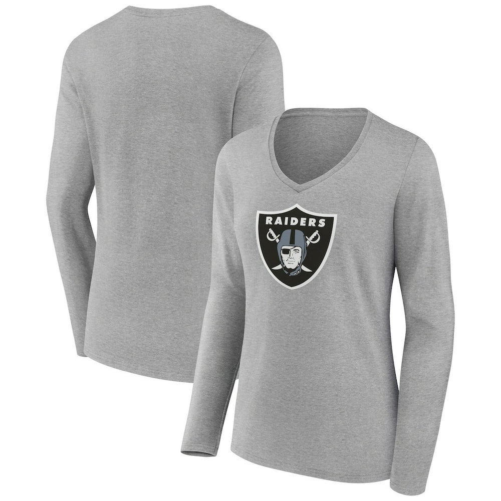 Las Vegas Raiders  Women's Primary Team Logo Long Sleeve V-Neck T-Shirt