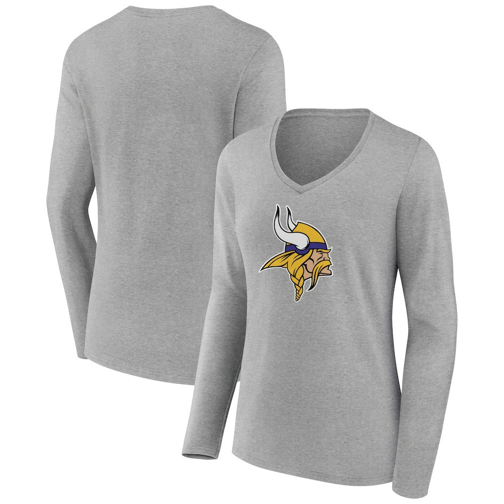 Minnesota Vikings  Women's Primary Team Logo Long Sleeve V-Neck T-Shirt