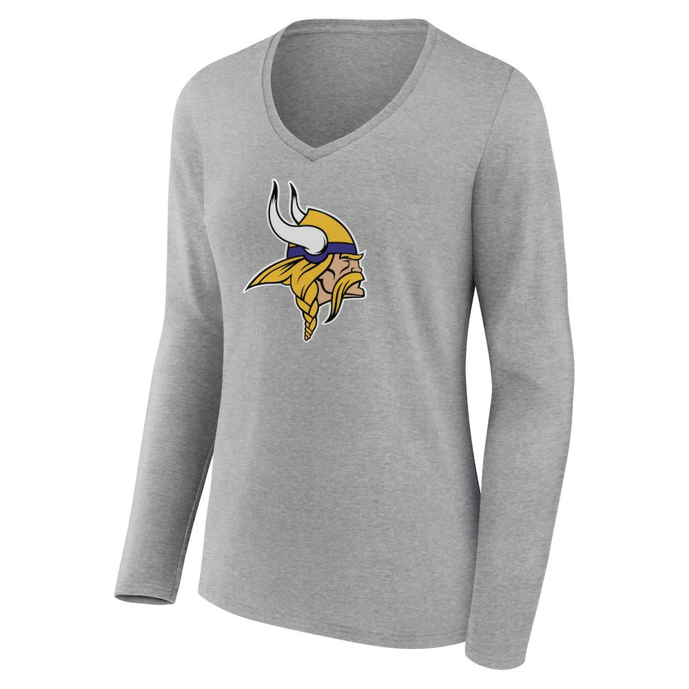Minnesota Vikings  Women's Primary Team Logo Long Sleeve V-Neck T-Shirt
