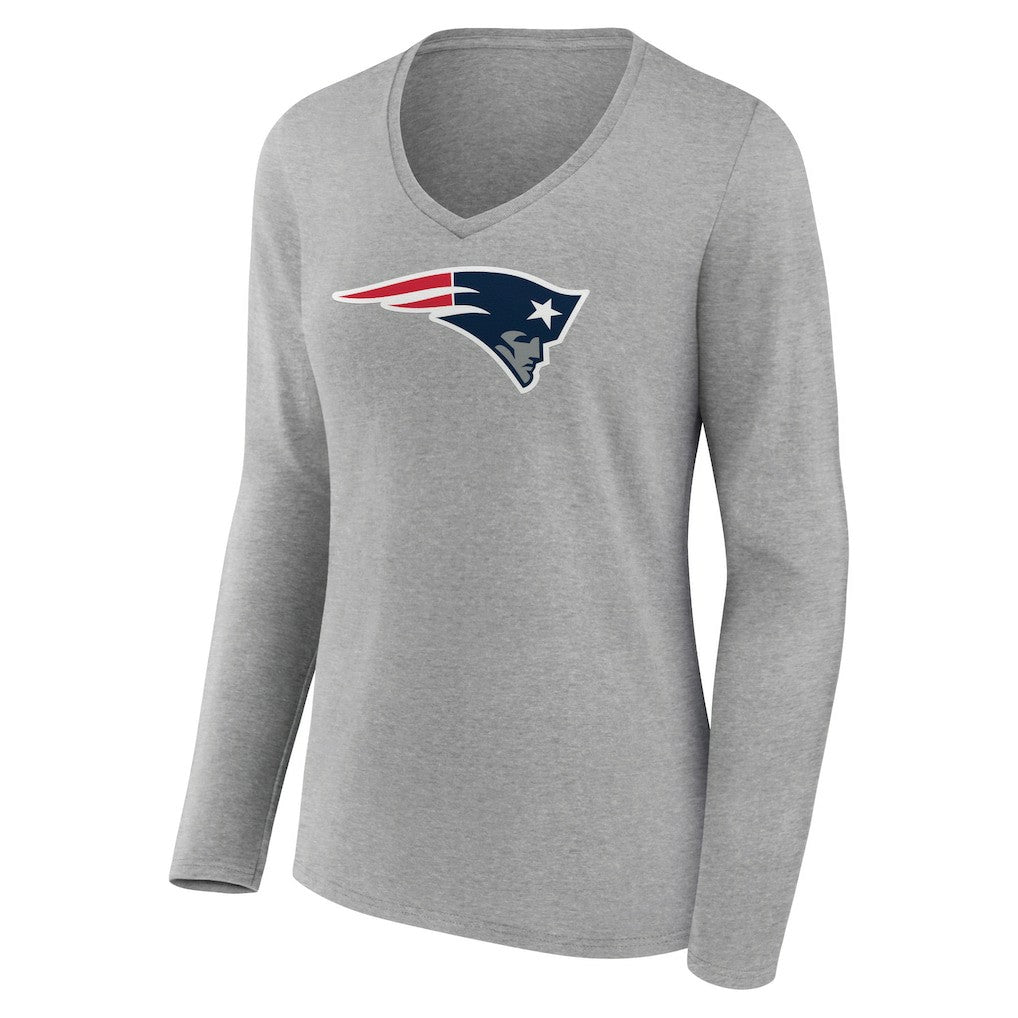 New England Patriots  Women's Primary Team Logo Long Sleeve V-Neck T-Shirt