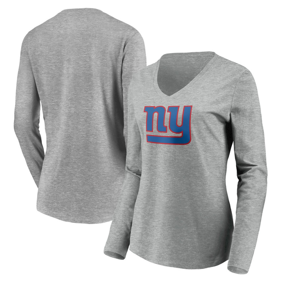 New York Giants  Women's Primary Team Logo Long Sleeve V-Neck T-Shirt