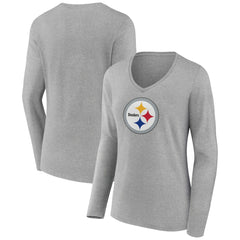 Pittsburgh Steelers  Women's Primary Team Logo Long Sleeve V-Neck T-Shirt