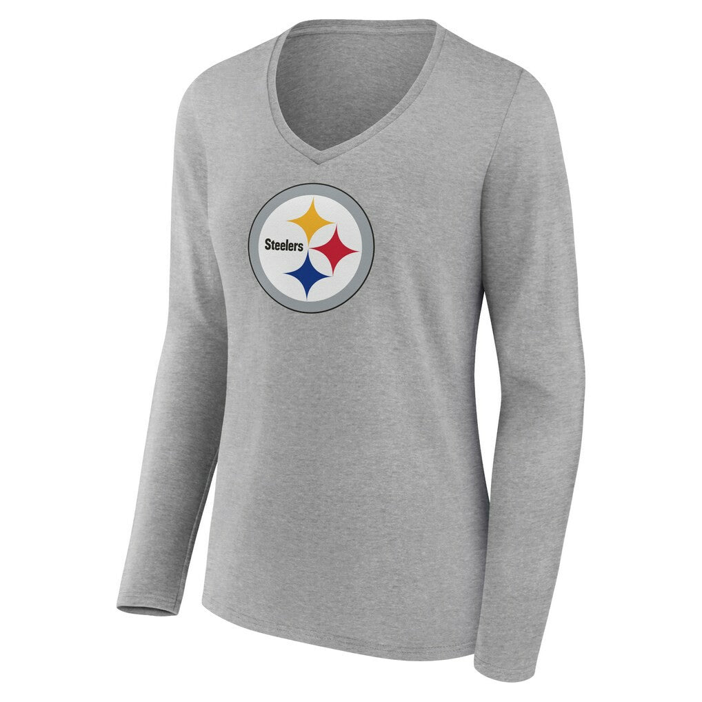 Pittsburgh Steelers  Women's Primary Team Logo Long Sleeve V-Neck T-Shirt
