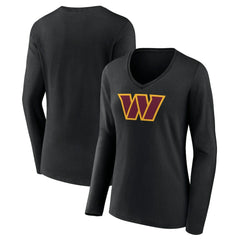 Washington Commanders  Women's Primary Team Logo Long Sleeve V-Neck T-Shirt