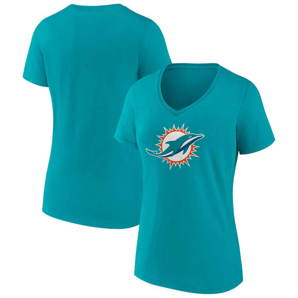 Miami Dolphins  Women's Primary Team Logo V-Neck T-Shirt