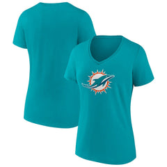 Miami Dolphins  Women's Primary Team Logo V-Neck T-Shirt