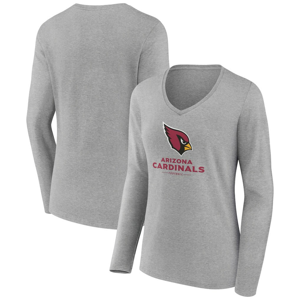 Arizona Cardinals  Women's Logo Team Lockup Long Sleeve V-Neck T-Shirt