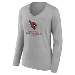Arizona Cardinals  Women's Logo Team Lockup Long Sleeve V-Neck T-Shirt