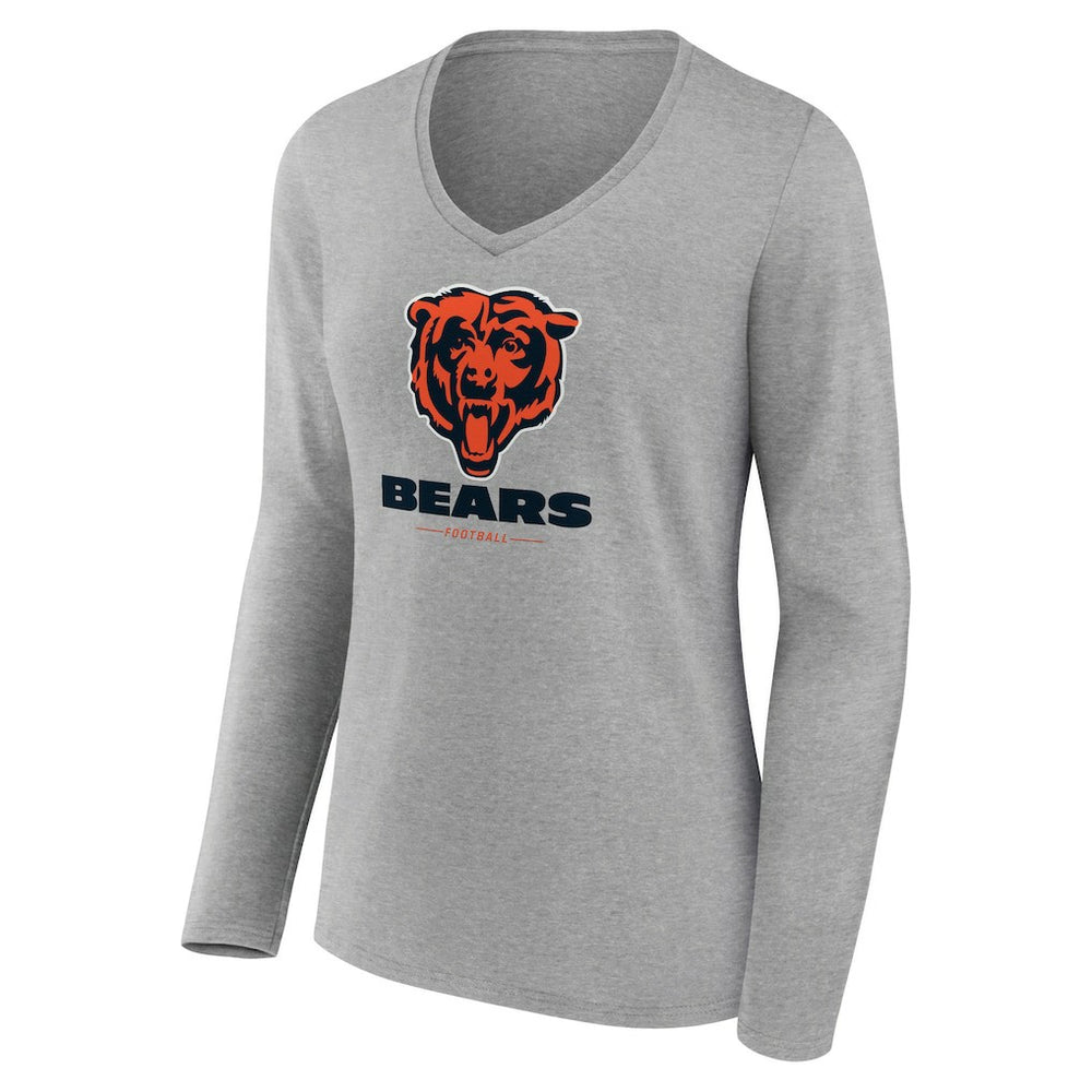 Chicago Bears  Women's Logo Team Lockup Long Sleeve V-Neck T-Shirt
