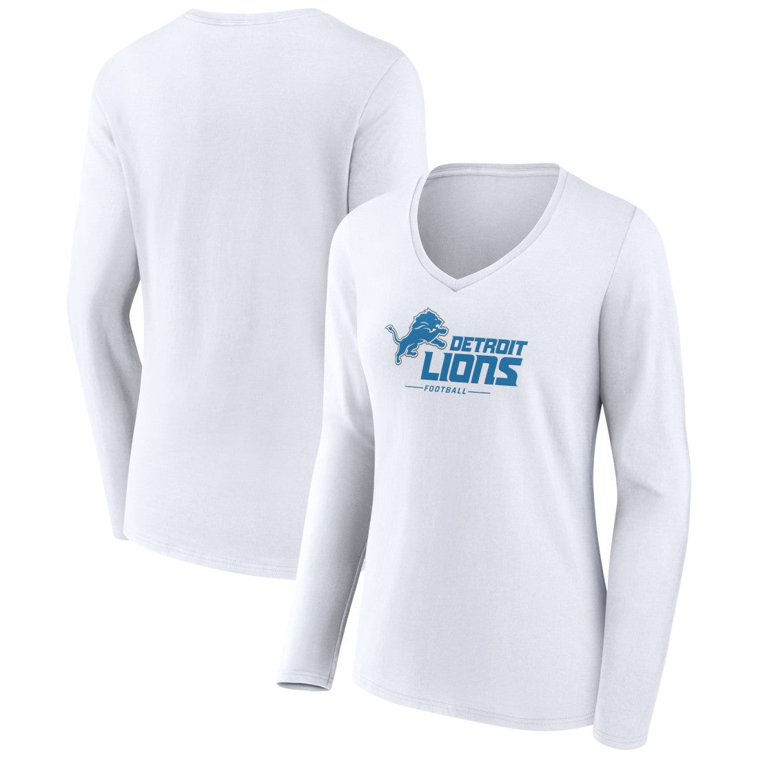 Detroit Lions  Women's Logo Team Lockup Long Sleeve V-Neck T-Shirt