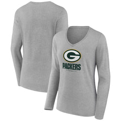 Green Bay Packers  Women's Logo Team Lockup Long Sleeve V-Neck T-Shirt