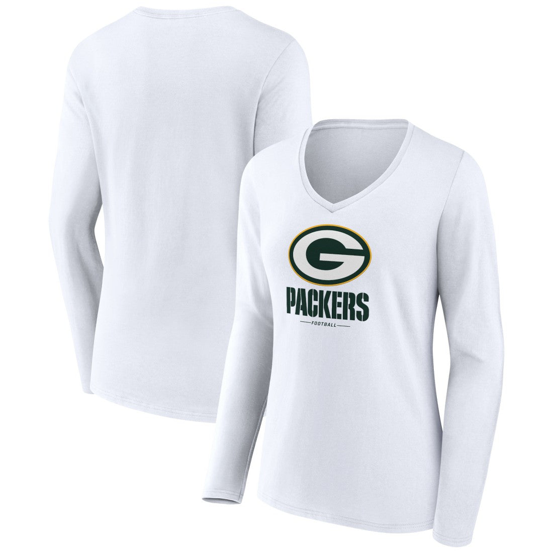 Green Bay Packers  Women's Logo Team Lockup Long Sleeve V-Neck T-Shirt