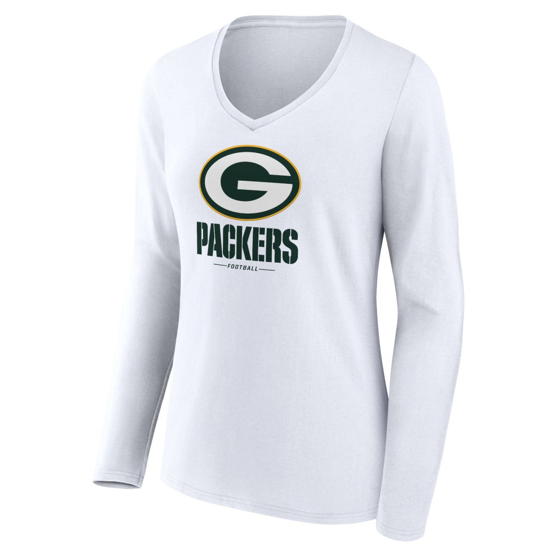 Green Bay Packers  Women's Logo Team Lockup Long Sleeve V-Neck T-Shirt