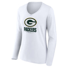 Green Bay Packers  Women's Logo Team Lockup Long Sleeve V-Neck T-Shirt