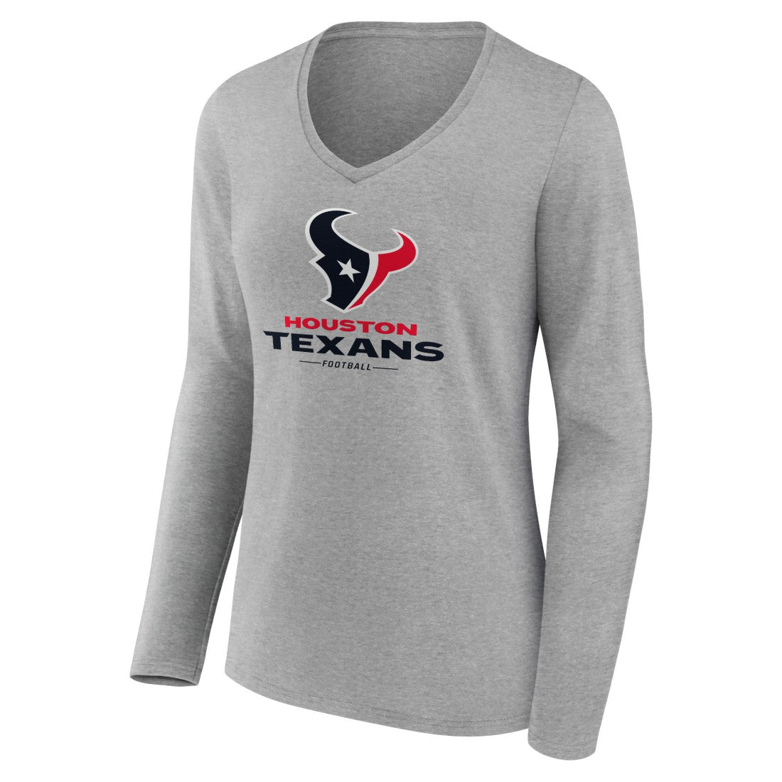 Houston Texans  Women's Logo Team Lockup Long Sleeve V-Neck T-Shirt