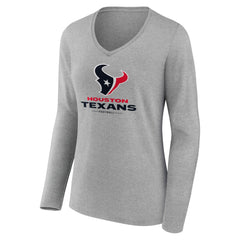 Houston Texans  Women's Logo Team Lockup Long Sleeve V-Neck T-Shirt