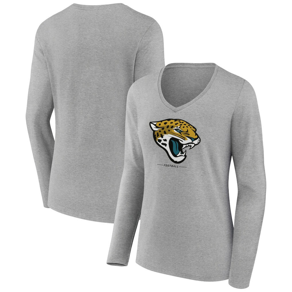 Jacksonville Jaguars  Women's Logo Team Lockup Long Sleeve V-Neck T-Shirt