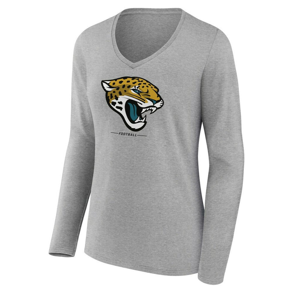 Jacksonville Jaguars  Women's Logo Team Lockup Long Sleeve V-Neck T-Shirt