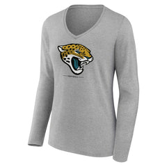 Jacksonville Jaguars  Women's Logo Team Lockup Long Sleeve V-Neck T-Shirt