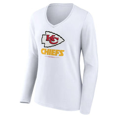 Kansas City Chiefs  Women's Logo Team Lockup Long Sleeve V-Neck T-Shirt