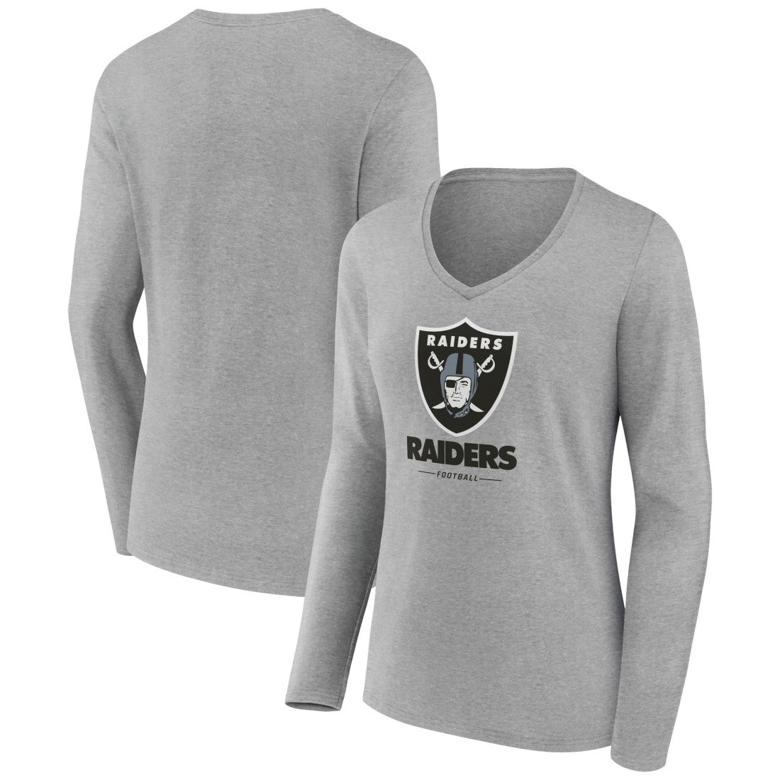 Las Vegas Raiders  Women's Logo Team Lockup Long Sleeve V-Neck T-Shirt