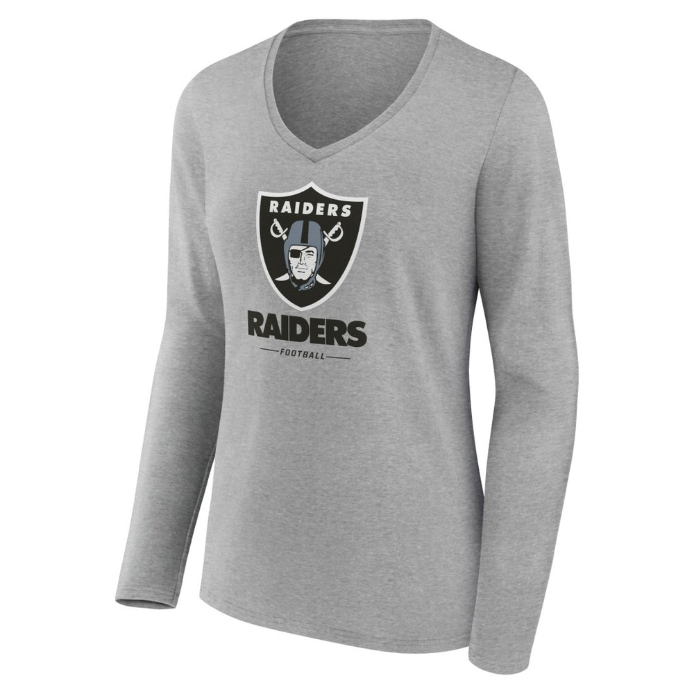 Las Vegas Raiders  Women's Logo Team Lockup Long Sleeve V-Neck T-Shirt