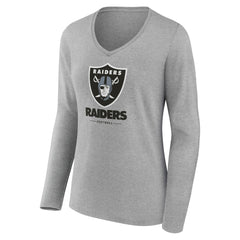 Las Vegas Raiders  Women's Logo Team Lockup Long Sleeve V-Neck T-Shirt