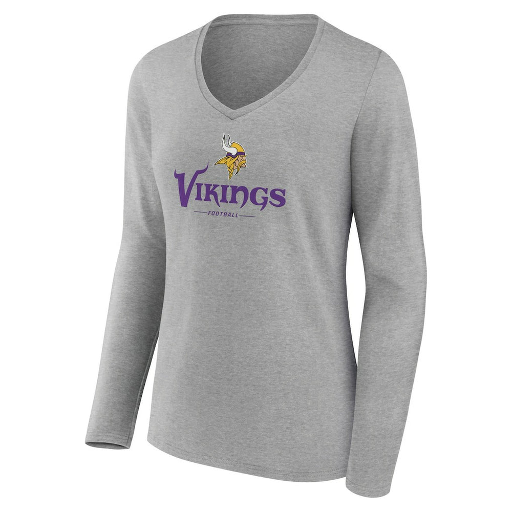 Minnesota Vikings  Women's Logo Team Lockup Long Sleeve V-Neck T-Shirt
