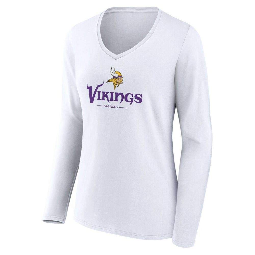 Minnesota Vikings  Women's Logo Team Lockup Long Sleeve V-Neck T-Shirt