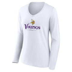 Minnesota Vikings  Women's Logo Team Lockup Long Sleeve V-Neck T-Shirt