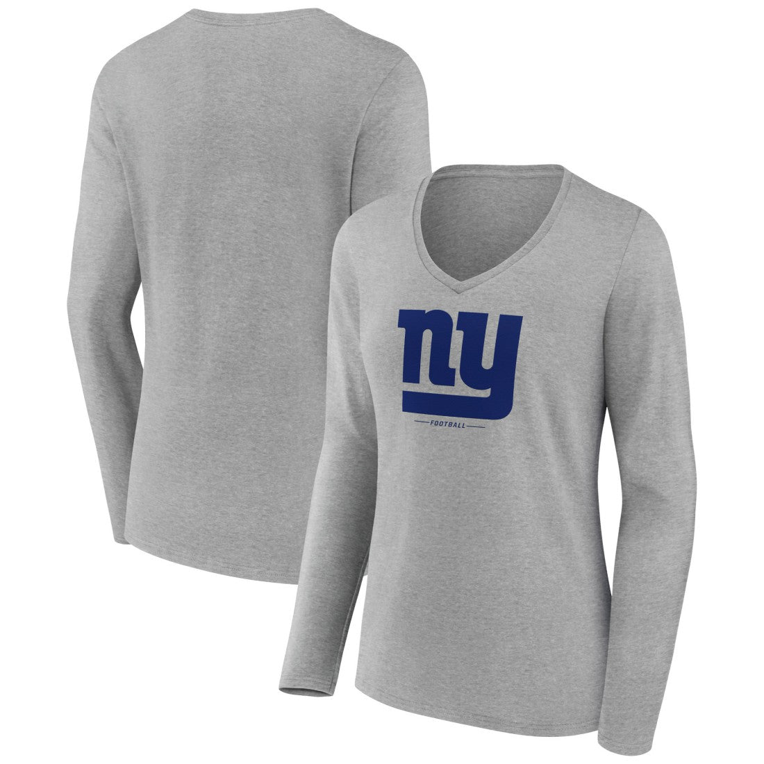 New York Giants  Women's Logo Team Lockup Long Sleeve V-Neck T-Shirt