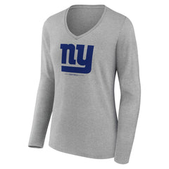 New York Giants  Women's Logo Team Lockup Long Sleeve V-Neck T-Shirt