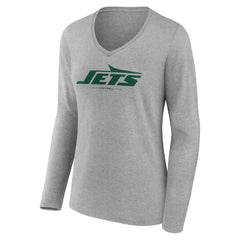 New York Jets  Women's Logo Team Lockup Long Sleeve V-Neck T-Shirt