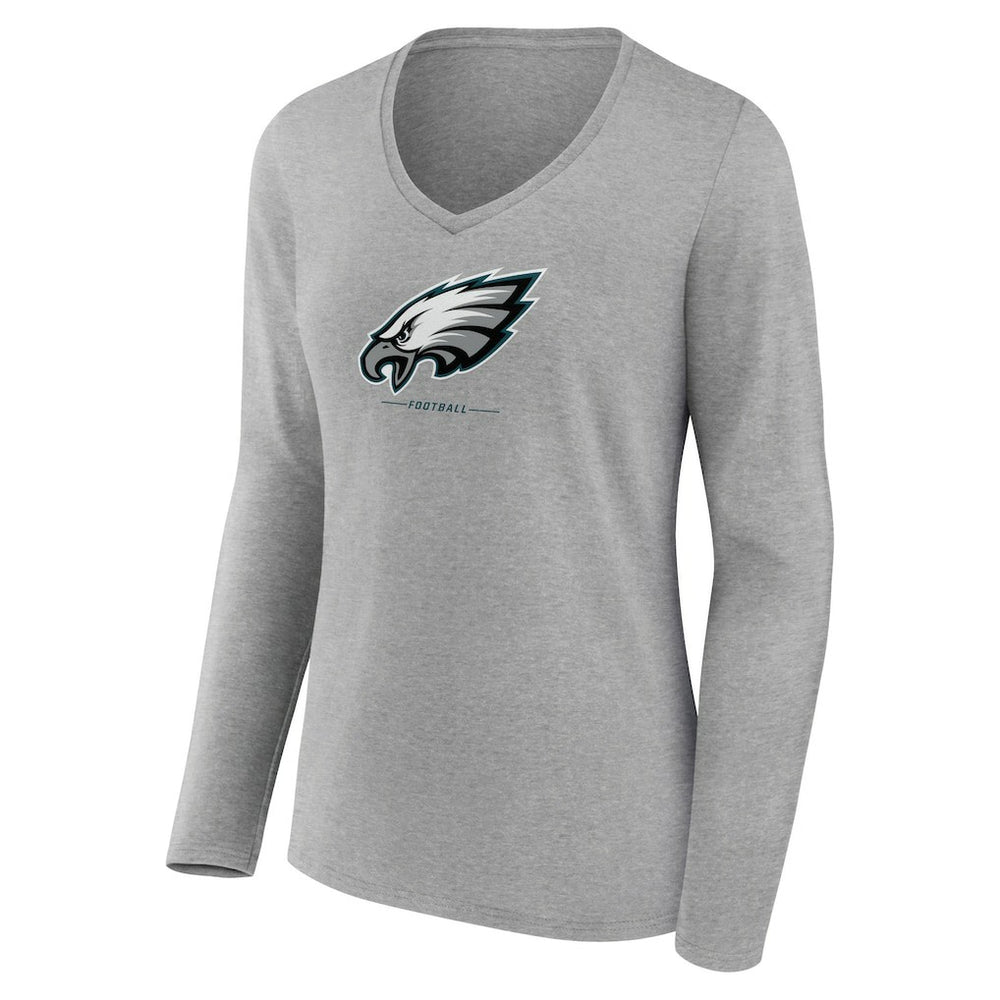 Philadelphia Eagles  Women's Logo Team Lockup Long Sleeve V-Neck T-Shirt