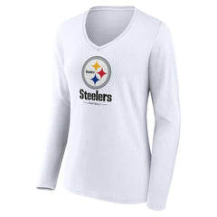 Pittsburgh Steelers  Women's Logo Team Lockup Long Sleeve V-Neck T-Shirt